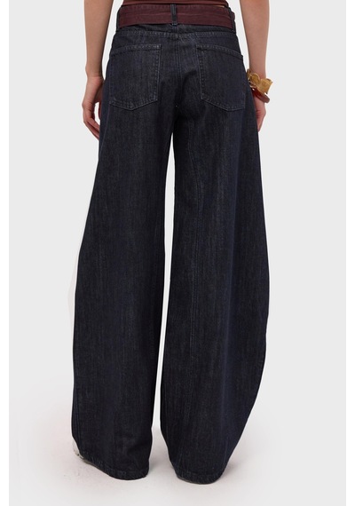 Itsbasic Kadın İndigo Selvedge 7s6-50 Barrel Fit Kemer Detaylı Tasarım Denim Jean