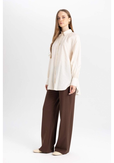 DeFacto Wide Leg Geniş Paça Esnek Belli Bağcıklı Basic Düz Palazzo Pantolon C5628AX24AUBN540