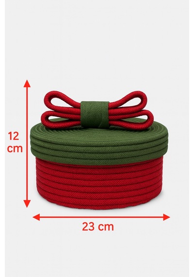 Mavaux Christmas 4 Lü Jüt Halatlı Dekoratif Hediye Sepeti Seti Kırmızı Yeşil Noel Sepeti Çok Renkli 12 X 23