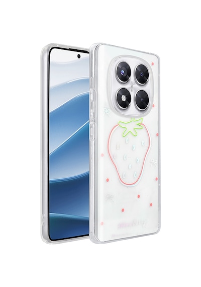Xiaomi Redmi Note 14 Pro 4g Kılıf Şeffaf Figürlü Zore Folk Sert Kapak Çilek