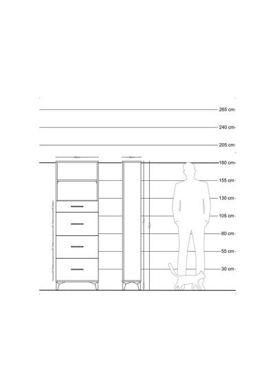 Arges Dolap 2 Raflı 4 Çekmeceli 60x30x182 Aytaşı-antrasit Aytaşı