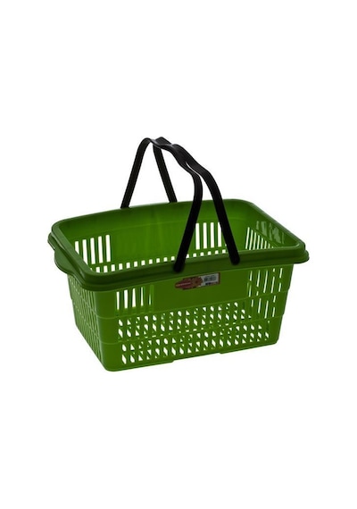 Omnipazar Sy-2260 Çift Saplı Plastik Market Taşıma Sepeti Yeşil 6 Adet Yeşil