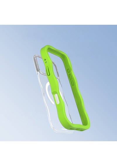 Apple Uyumlu iPhone 17 Pro Max  Kılıf M-safe Şarj Özellikli Youngkit Wave Clear Serisi Kapak Yeşil Yeşil