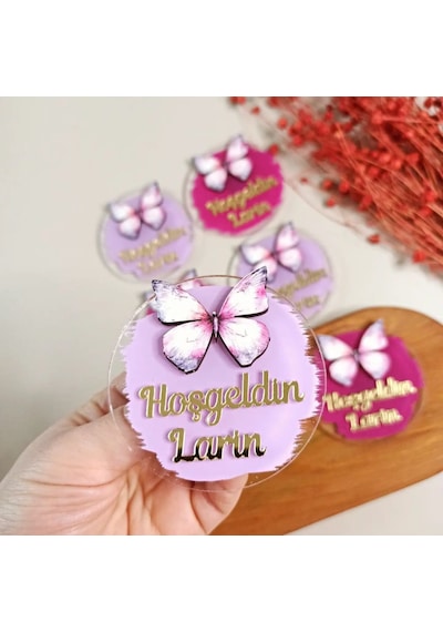 İsme Özel Pleksi Magnet Kız Bebek Hediyeliği 50 Adet