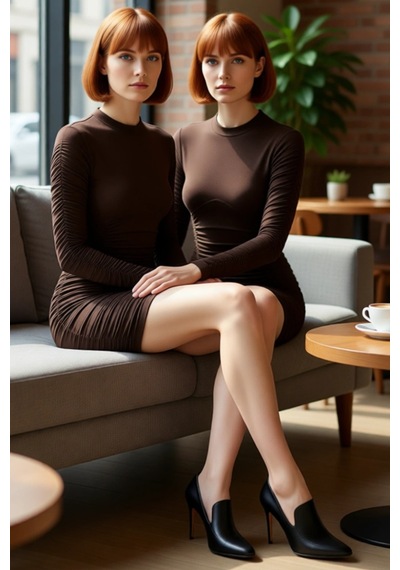 Ersefa Kadın Düz Desen Bisiklet Yaka Uzun Kollu Bodycon Mini Elbise Özel Kahverengi