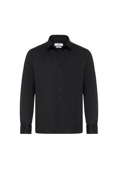 Süvari Siyah Slim Fit Düz Klasik Yaka Gömlek-33510 Siyah