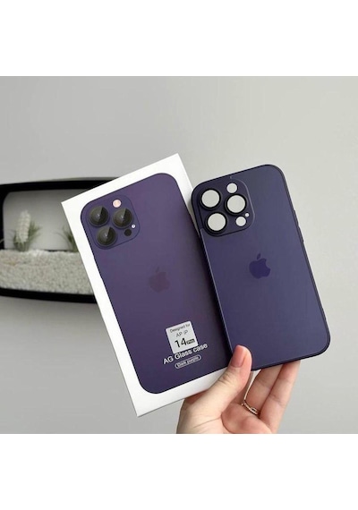 Apple Uyumlu iPhone A-G Glass Case Derin Mor