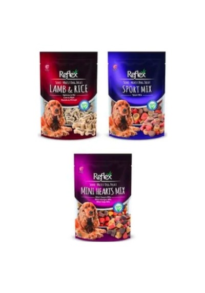 Reflex Sport Mix 150 G + Mini Kalp Mix 150 G + Kuzulu ve Pirinçli 150 G Köpek Ödülü