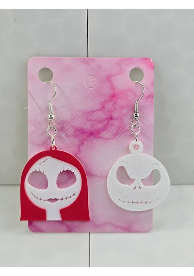 Jack Skellington, Sally Ve Zero Küpe Seti - Noel Gecesi Kabusu The Nightmare Before Christmas Temalı 5 Adet Küpe Beyaz