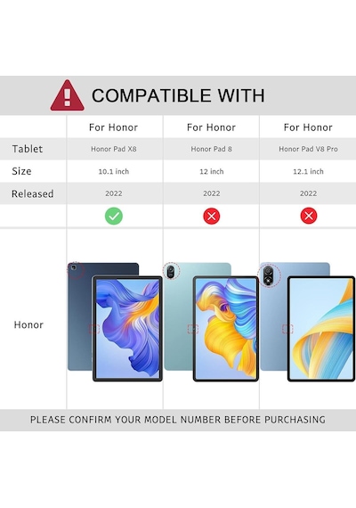 Honor Pad X8 10,1 Inç Agm3-w09hn İle Uyumlu 360 Dönebilen Standlı Tablet Kılıfı