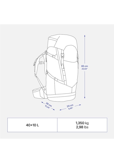 Quechua Çocuk Outdoor Sırt Çantası - 40+10 L - Mavi - Mh900 Turkuaz