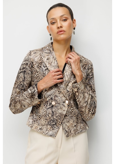 Ekol Kadın Leopar Desenli Crop Ceket 1050 Leopar LEOPAR