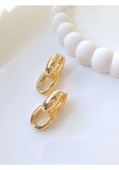 Çelik Gold Hoop Küpe Sevgiliye Hediye Altın