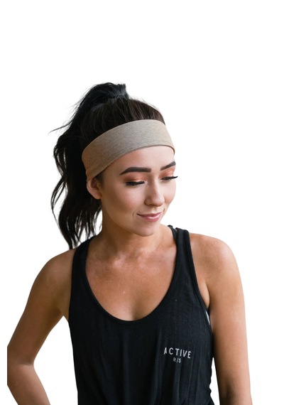 Saç Bandı Pamuk Kadın Bandana Spor Kafa Bandı Headband S. Kahve Açık Kahve