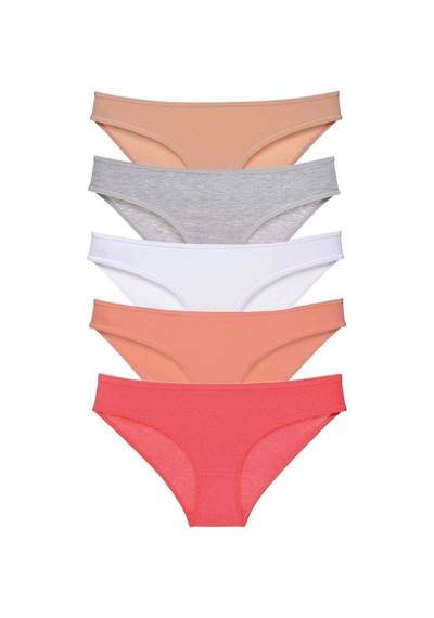 5 Adet Süper Eko Set Likralı Kadın Slip Külot Ten Gri Beyaz Pudra Fuşya Çok Renkli