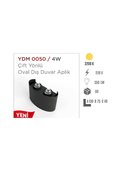 YCL YDM-0050 4W G.Işığı Çift Yönlü Led Duvar Aplik Gün Işığı