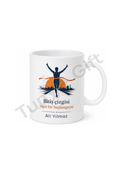 Maratoncuya Hediye İsimli Baskılı Kupa Bardak Koşucu Hediye Koşu Beyaz / Çok Renkli