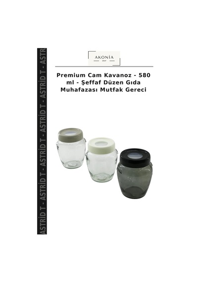 Premium Cam Kavanoz - 580 Ml - Şeffaf Düzen Gıda Muhafazası Mutfak Gereci Çok Renkli
