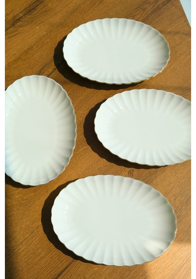 Kütahya Porselen Bone Luz Altın File Kayık Tabak 27x19cm Bnlzf28ky20 4 Lü Krem