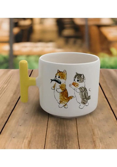 Kedi Yemek - T Kulp Kupa Beyaz
