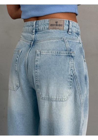 Baloon Fit Dikiş Detaylı Balta Cepli Fresh Mavi Jean Mavi+fresh