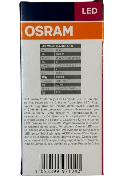 Osram 13w 100w 6500k Beyaz Işık E27 Duylu Led Ampul 10 Adet