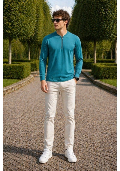 Alexandergardi Hakim Yaka Yarım Fermuarlı Erkek Sweatshirt Yeşil