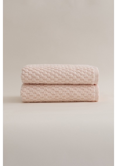 Ivory Somon Kabartma Dokulu Mikro Fiber %100 Pamuk 2li El Yüz Hav Somon
