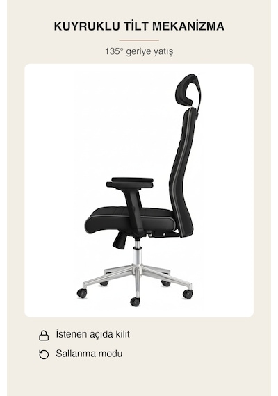 Upstyle Zirve Deri Ergonomik Çalışma Ve Yönetici Koltuğu Siyah/gri