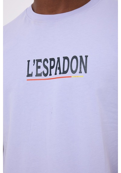 Marıne Tee Deniz Temalı Ribana Bisiklet Yaka Pamuk T-shirt-3150 Soluk Lila