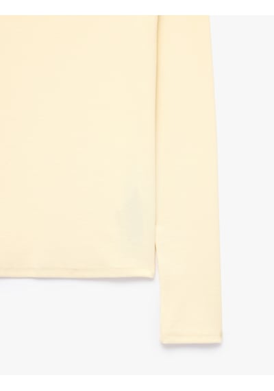 Koton Modal Kumaş Slim Fit Bisiklet Yaka Uzun Kollu Tişört Sarı 7wak50046ek