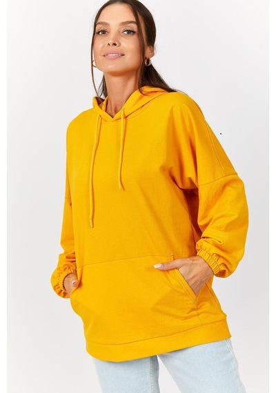 Armonika Kadın Hardal Kapişonlu Cepli Sweatshirt Arm-21k024027