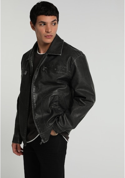 Colin's Colins Regular Fit Shirt Neck Fermuarlı Astarlı Erkek Siyah Mont Pu Cl1082109 Q1.v1 Blk