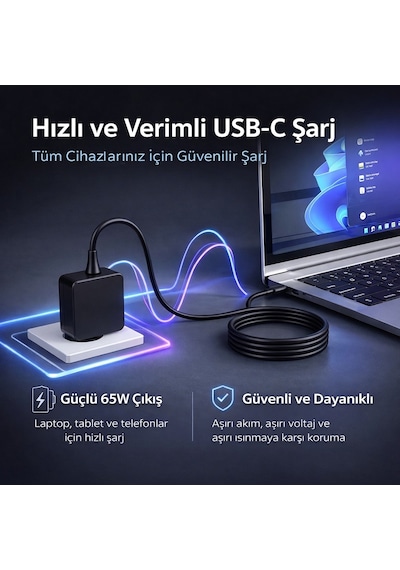 Notebook Adaptör Type-c - Lenovo 21e60076tx Muadili İle Uyumlu