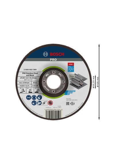 Tr Professional 2608602389 Zımpara Aksesuarı, 3'ü 1 Arada Disk, 125 X 2,5 Mm, Dirsekli