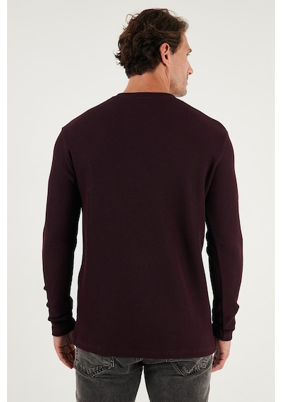 Buratti Pamuklu Bisiklet Yaka Slim Fit Basic Erkek Sweat 5905073 Vişne