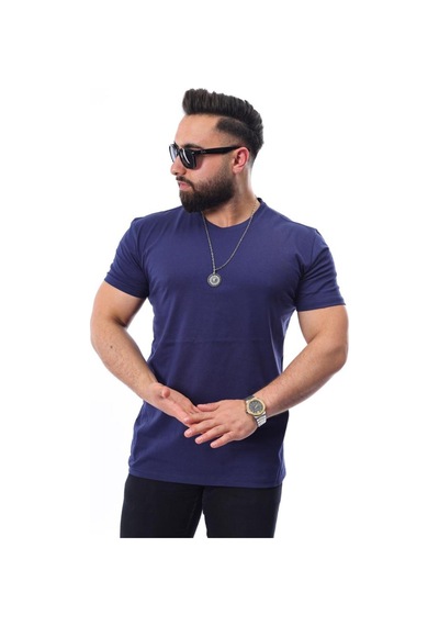 Mcz Giyim Lacivert Renk Bisiklet Yaka Düz Renk Erkek T-shirt