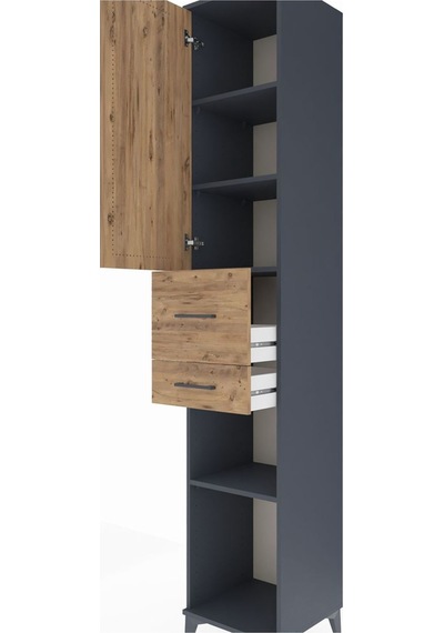 Hyperion Dolap 4 Raflı 2 Çekmeceli Tek Kapaklı 44x44x243 Antr... Antrasit