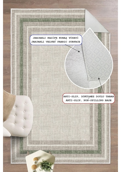 Modern Makinede Yıkanabilir Kaydırmaz Leke Tutmaz Salon Halı Oturma Odası Halı Mutfak Halı Ve Yolluk Yeşil