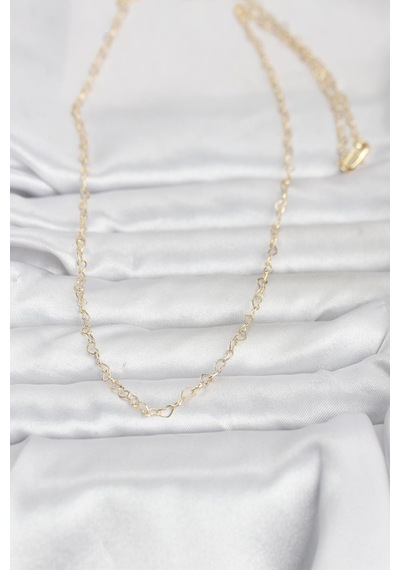 Cm 14k Gold Renk Kalp Zincirli 60 Cm Kadın Kolye - Lisinya Çok Renkli