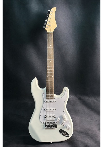 Beyaz Hss Elektro Gitar Seti Mini Şajlı Bluetooth Distorsion+reverb Li Amfi Kılıf Askı Pena Kablo