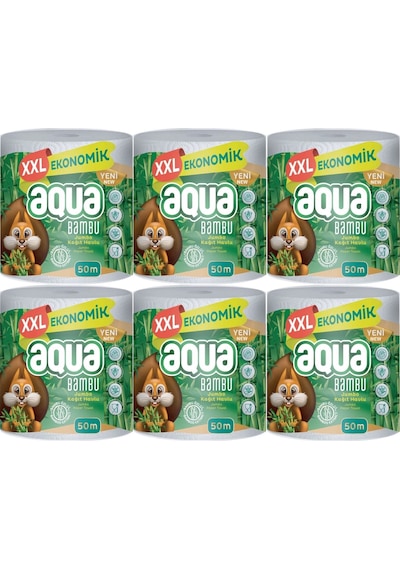 Aqua 3 Katlı Jumbo Paket Xxl Bambu Kağıt Havlu 6'lı 300 M