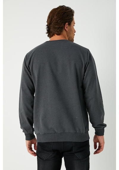 MMetalic Basic Bisiklet Yaka Erkek Sweatshirt Antrasit