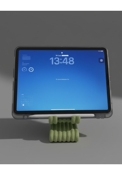 Masaüstü Kaymaz Taban Telefon Ve Tablet Standı - Kulaklık Ve Not Kağıdı Bölmeli-kiremit Yeşil