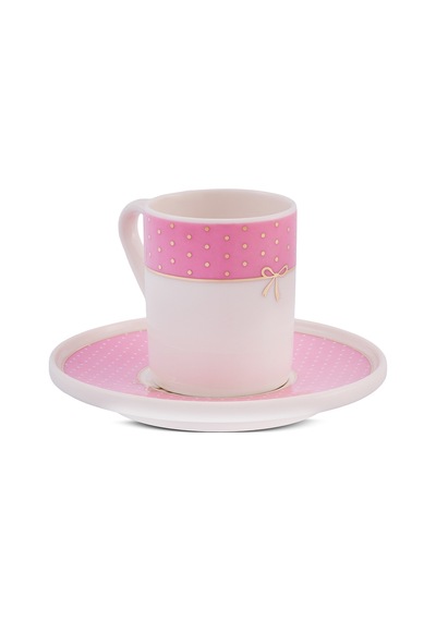 Aryıldız Nila 4 Parça 2 Kişilik Kahve Fincan Takımı Pembe 90 Ml Çok Renkli
