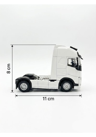 Işıklı Sesli Pilli Çek Bırak Mekanizmalı Öne Doğru Açılan Kabinli 11cm Dorsesiz Oyuncak Tır Beyaz