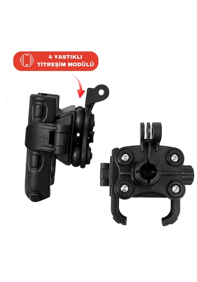 Knmaster Tt450 Titreşim Önleyicili Motosiklet Telefon Tutucu Kamera Bağlantılı Siyah
