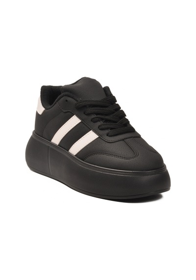 Siyah Yüksek Taban Bağcıklı Unisex Sneaker Dvs-01 Z Siyah