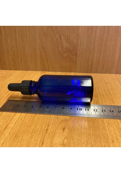50ml Mavi Cam Damlalıklı Şişe , Siyah Plastik Kapak , 50 Cc Mavi