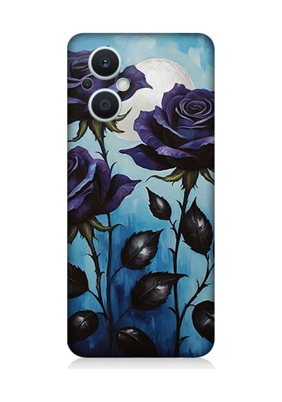 Oppo Reno 7 Lite 5g Uyumlu Mavi Güller Hüznü Desenli Silikon Kılıf Çok Renkli